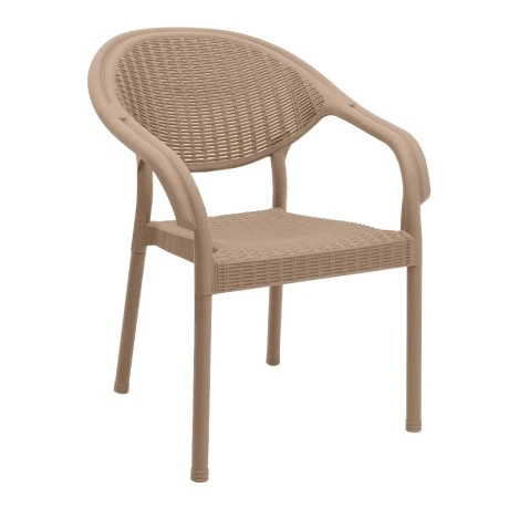 Polypropylene armchair with rattan in beige color 63x63x81,5cm.