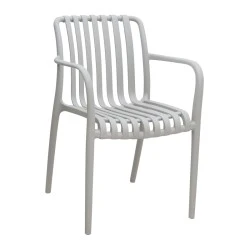 Polypropylene armchair in light grey color 53,5x58x80cm. Polypropylene armchair in light grey color 53,5x58x80cm.