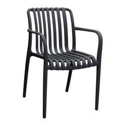 Polypropylene armchair in black color 53,5x58x80cm. Polypropylene armchair in black color 53,5x58x80cm.