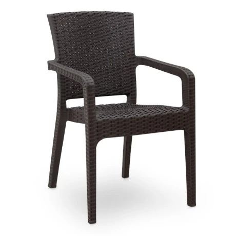 Clio Megapap recycled polypropylene armchair in brown color 57x55x86cm.