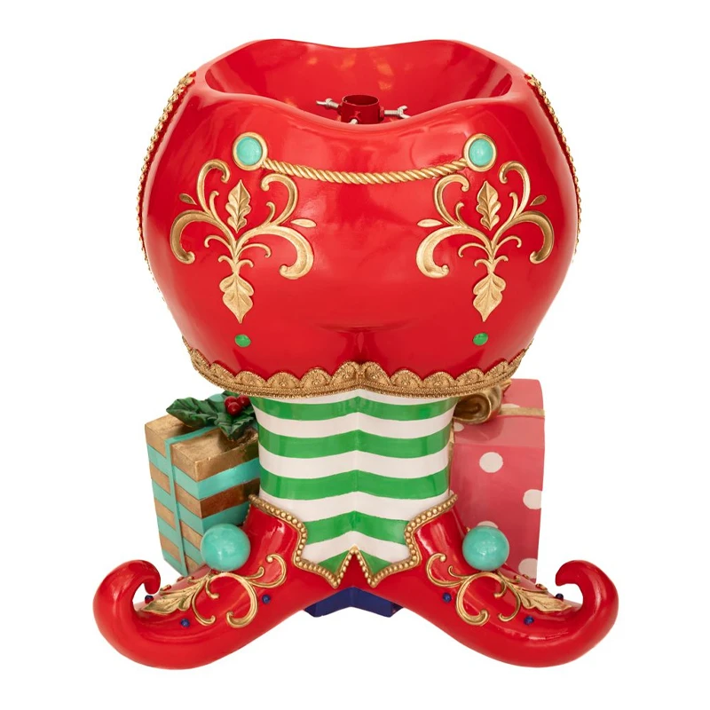 XMAS RED RESIN ELF PANTS WITH COLORFUL DESIGNS 57X41X66CM