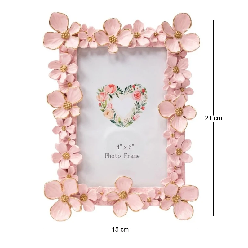 WHITE RESIN PHOTO FRAME WITH EMBOSSED FLOWERS 10X15CM