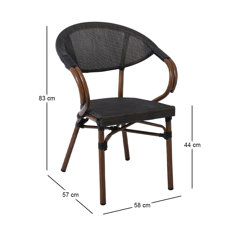 COSTA Armchair Alu Walnut/Textilene mixed Black