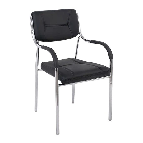 Alpha guest stackable armchair with Pu in black color 52x58x87cm.