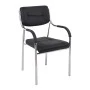 Alpha guest stackable armchair with Pu in black color 52x58x87cm.