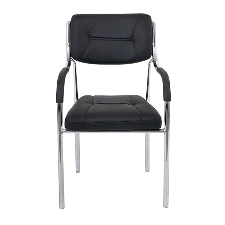 Alpha guest stackable armchair with Pu in black color 52x58x87cm.