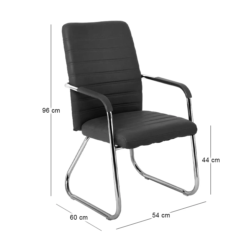 COLLET Visitor Armchair/Chromed Frame/Black Pu