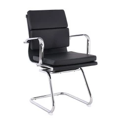Guest chair with Pu in black color 55x63x92cm. Guest chair with Pu in black color 55x63x92cm.