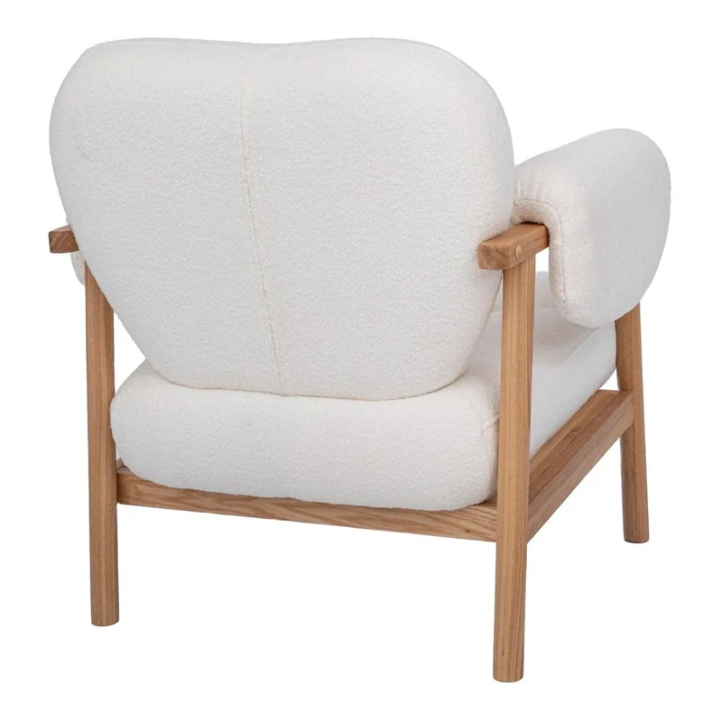 NATURAL WOOD ARMCHAIR WITH CREAM CUSHION 83X80X84CM