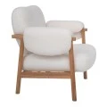 NATURAL WOOD ARMCHAIR WITH CREAM CUSHION 83X80X84CM