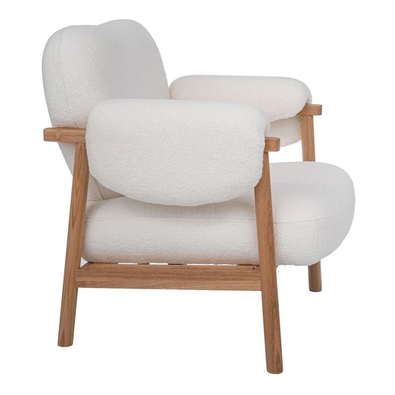 NATURAL WOOD ARMCHAIR WITH CREAM CUSHION 83X80X84CM