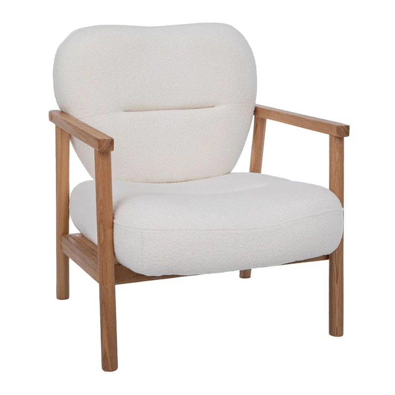NATURAL WOOD ARMCHAIR WITH CREAM CUSHION 83X80X84CM