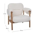 NATURAL WOOD ARMCHAIR WITH CREAM CUSHION 83X80X84CM