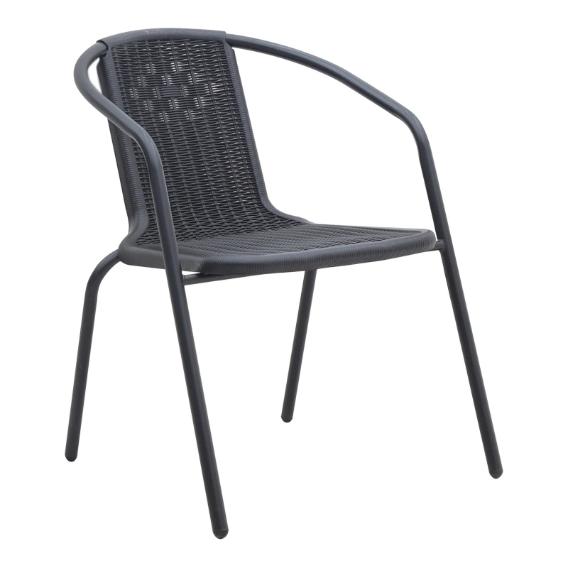 Garden armchair metal rattan in black color 55x59x73cm