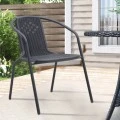 Garden armchair metal rattan in black color 55x59x73cm