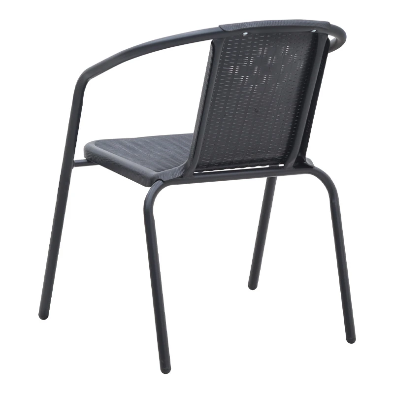 Garden armchair metal rattan in black color 55x59x73cm