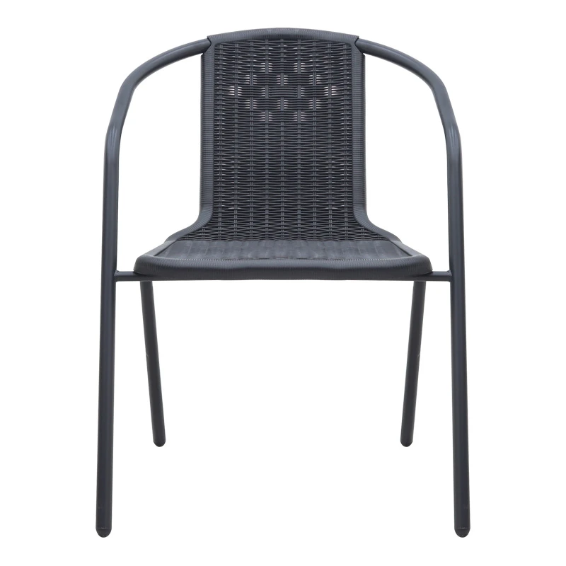 Garden armchair metal rattan in black color 55x59x73cm