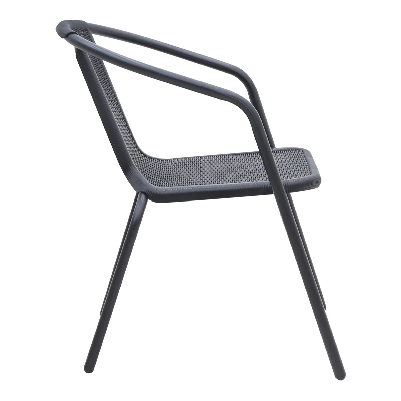 Garden armchair metal rattan in black color 55x59x73cm