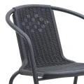 Garden armchair metal rattan in black color 55x59x73cm