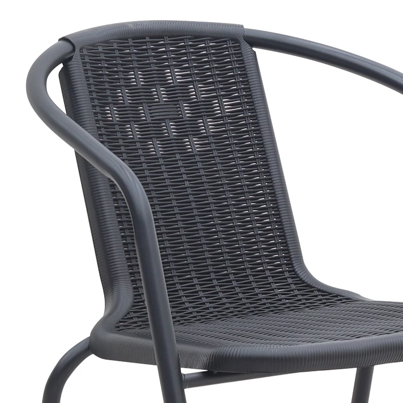 Garden armchair metal rattan in black color 55x59x73cm
