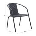 Garden armchair metal rattan in black color 55x59x73cm