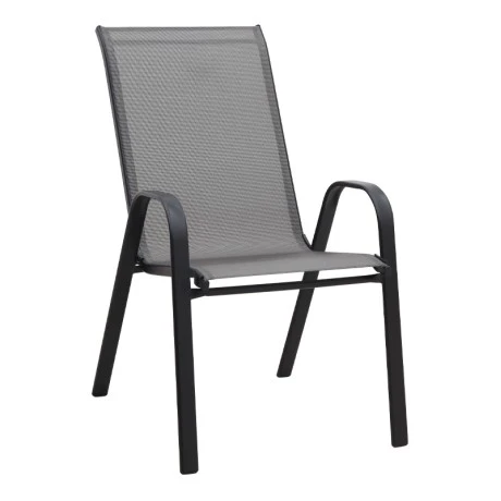 Metal garden armchair with textline upholstery color black grey 55x75x96cm.