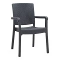 Polypropylene armchair with rattan  in grey color 56x60x86,5cm.
