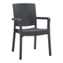 Polypropylene armchair with rattan  in grey color 56x60x86,5cm.