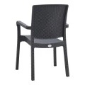 Polypropylene armchair with rattan  in grey color 56x60x86,5cm.