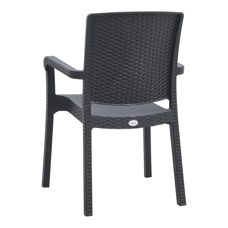 Polypropylene armchair with rattan  in grey color 56x60x86,5cm.