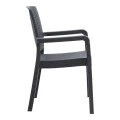 Polypropylene armchair with rattan  in grey color 56x60x86,5cm.