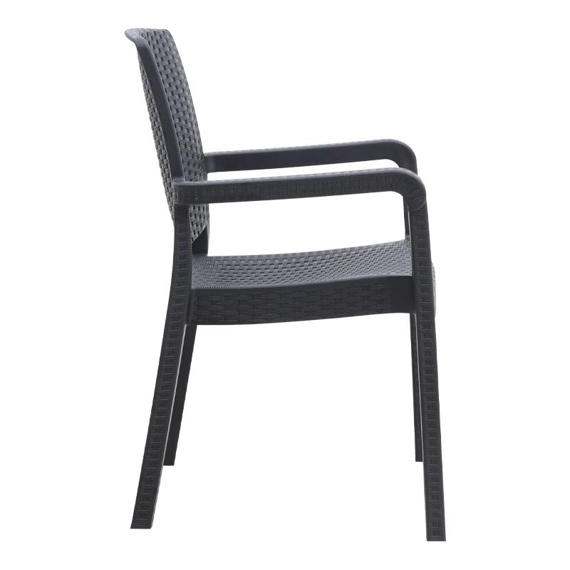 Polypropylene armchair with rattan  in grey color 56x60x86,5cm.