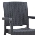 Polypropylene armchair with rattan  in grey color 56x60x86,5cm.