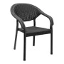 Polypropylene armchair with rattan in black color 63x63x81,5cm.