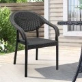 Polypropylene armchair with rattan in black color 63x63x81,5cm.
