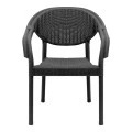 Polypropylene armchair with rattan in black color 63x63x81,5cm.