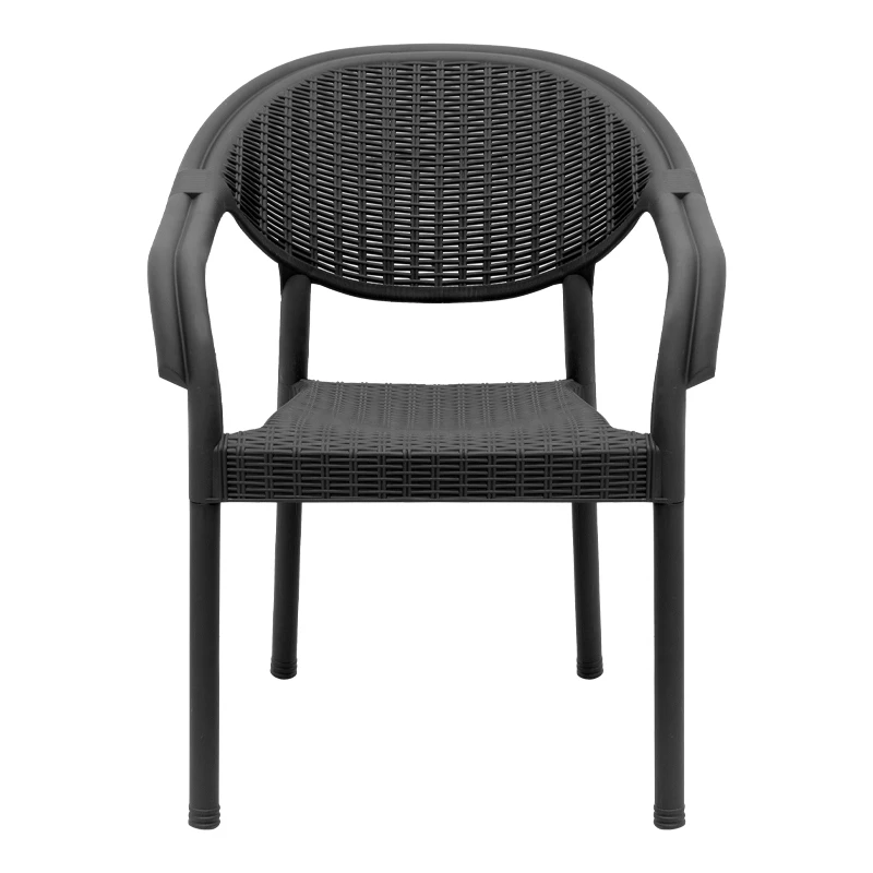 Polypropylene armchair with rattan in black color 63x63x81,5cm.