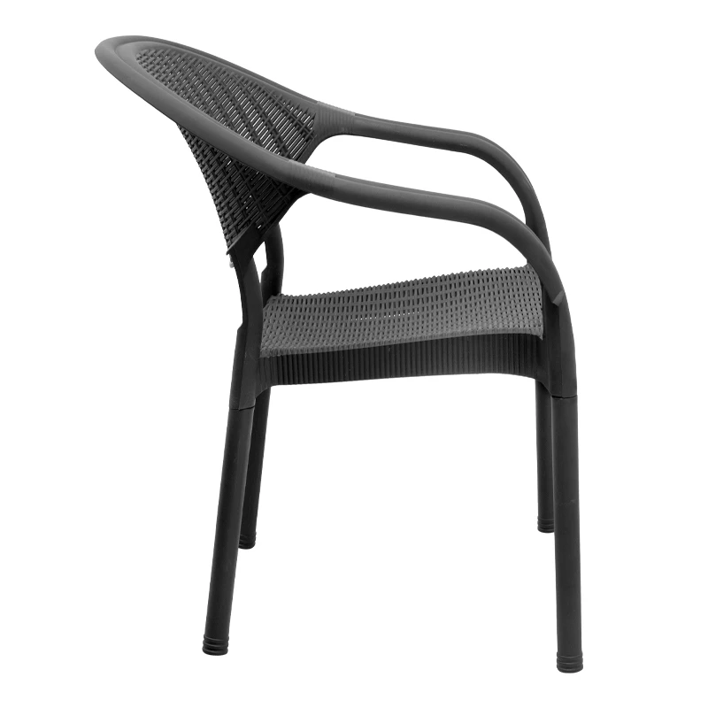 Polypropylene armchair with rattan in black color 63x63x81,5cm.