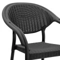 Polypropylene armchair with rattan in black color 63x63x81,5cm.