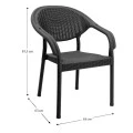 Polypropylene armchair with rattan in black color 63x63x81,5cm.