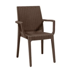 DAFNE Plastic Armchair Brown (Rattan Look) DAFNE Plastic Armchair Brown (Rattan Look)