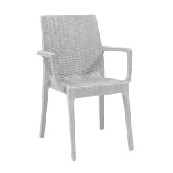 Πολυθρόνα κήπου πολυπροπυλενίου rattan look Dafne στοιβαζόμενη UV προστασία χρώμα λευκό 54x55x85εκ. Πολυθρόνα κήπου πολυπροπυλενίου rattan look Dafne στοιβαζόμενη UV προστασία χρώμα λευκό 54x55x85εκ.