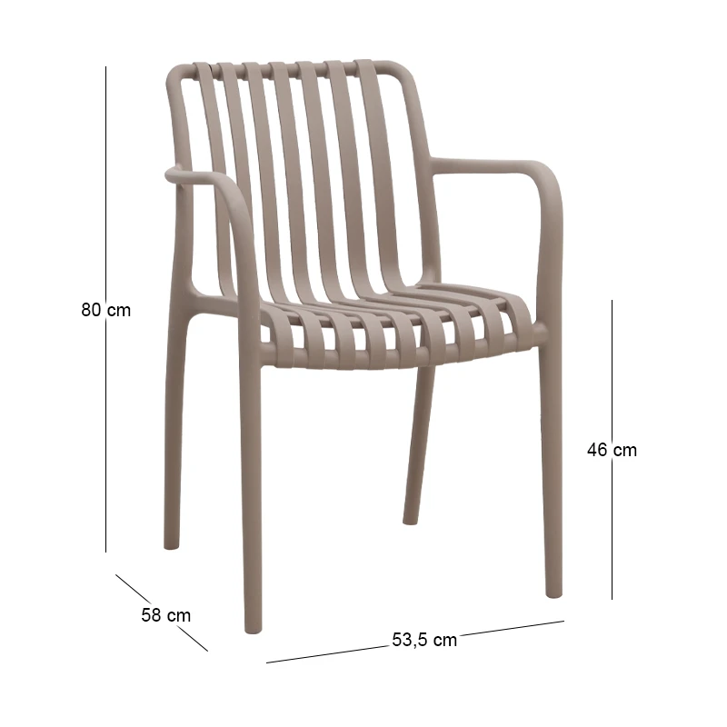 Polypropylene armchair incappuccino color 53,5x58x80cm.