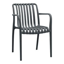 Polypropylene armchair in grey color 53,5x58x80cm. Polypropylene armchair in grey color 53,5x58x80cm.