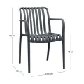 Polypropylene armchair in grey color 53,5x58x80cm.