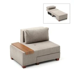 Perenna Megapap fabric single armchair with bed in grey color 116x93x83cm. Perenna Megapap fabric single armchair with bed in grey color 116x93x83cm.