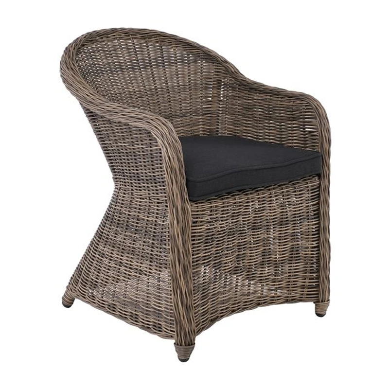 MONTANA Armchair Grey/Brown Wicker (Cushion Anthracite)