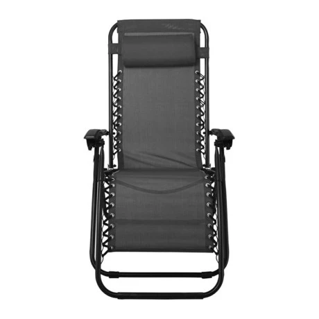 SUPER RELAX Armchair with Footstool Metal Anthracite/Textilene Grey