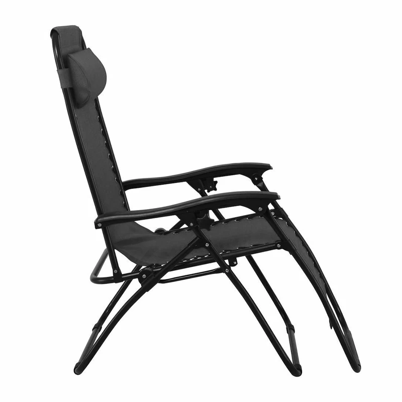 SUPER RELAX Armchair with Footstool Metal Anthracite/Textilene Grey