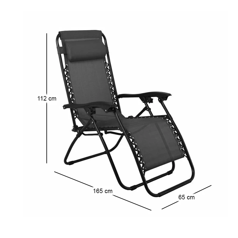 SUPER RELAX Armchair with Footstool Metal Anthracite/Textilene Grey